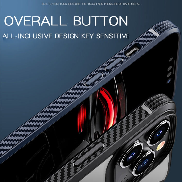 For iPhone 13 MG Series Carbon Fiber TPU + Clear PC Four-corner Airbag Shockproof Case(Red) - iPhone 13 Cases by buy2fix | Online Shopping UK | buy2fix