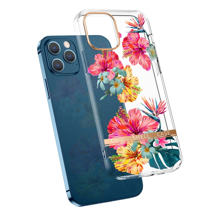 For iPhone 13 Pro Max High Translucent Electroplating Flower Pattern TPU + PC Shockproof Case (Hibiscus) - iPhone 13 Pro Max Cases by buy2fix | Online Shopping UK | buy2fix