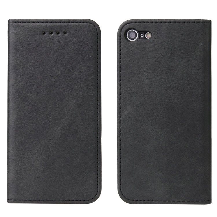 For iPhone SE 2022 / SE 2020 / 8 / 7 Calf Texture Magnetic Horizontal Flip Leather Case with Holder & Card Slots & Wallet(Black) - iPhone SE 2022 / 2020 / 8 / 7 Cases by buy2fix | Online Shopping UK | buy2fix