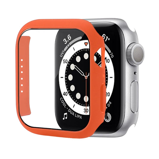 Shockproof PC Protective Case with Tempered Glass Film For Apple Watch Series 8 / 7 45mm(Orange) - Watch Cases by buy2fix | Online Shopping UK | buy2fix