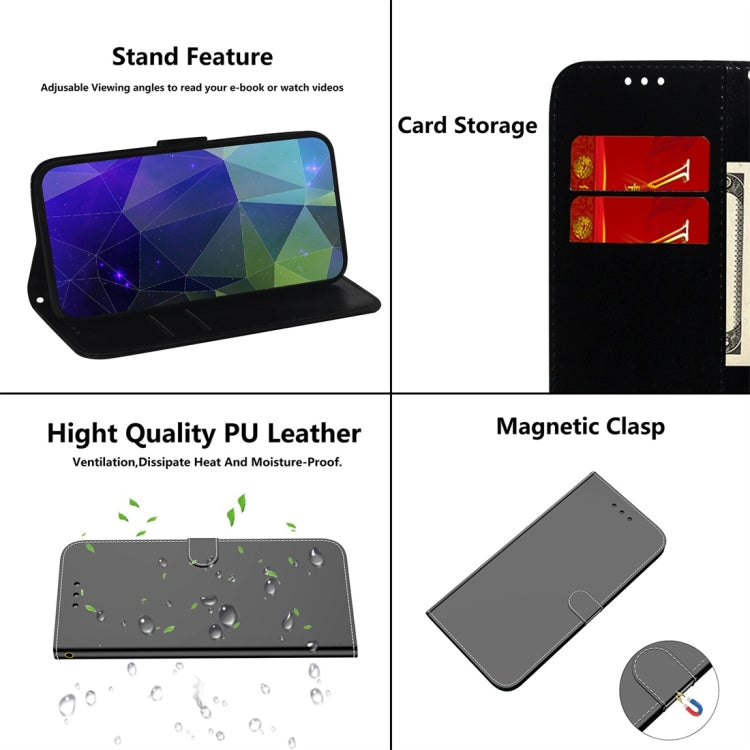 For LG Q60 Imitated Mirror Surface Horizontal Flip Leather Case with Holder & Card Slots & Wallet & Lanyard(Black) - LG by buy2fix | Online Shopping UK | buy2fix