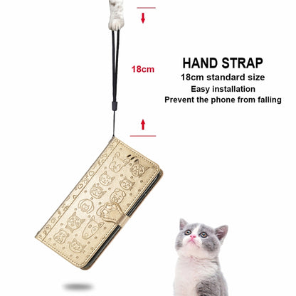 For Blackview A100 Lovely Cat and Dog Embossing Pattern Horizontal Flip Leather Case , with Holder & Card Slots & Wallet & Cartoon Clasp & Lanyard(Gold) - More Brand by buy2fix | Online Shopping UK | buy2fix
