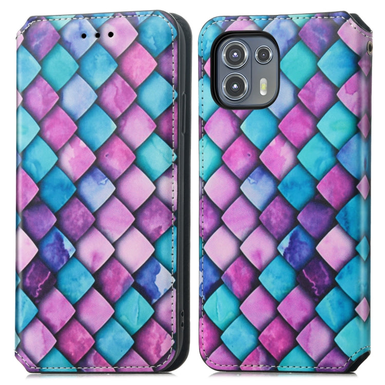 For Motorola Edge 20 Lite Colorful Magnetic Horizontal Flip PU Leather Case with Holder & Card Slot & Wallet(Purple Scales) - Motorola Cases by buy2fix | Online Shopping UK | buy2fix