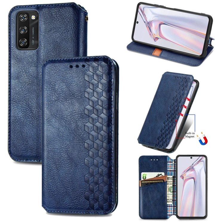 For Blackview A100 Cubic Grid Pressed Horizontal Flip Magnetic PU Leather Case with Holder & Card Slots & Wallet(Blue) - More Brand by buy2fix | Online Shopping UK | buy2fix