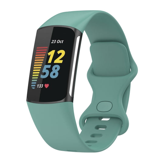 For Fitbit Charge 5 Silicone Watch Band, Size:S(Pine Needle Green) - Watch Bands by buy2fix | Online Shopping UK | buy2fix