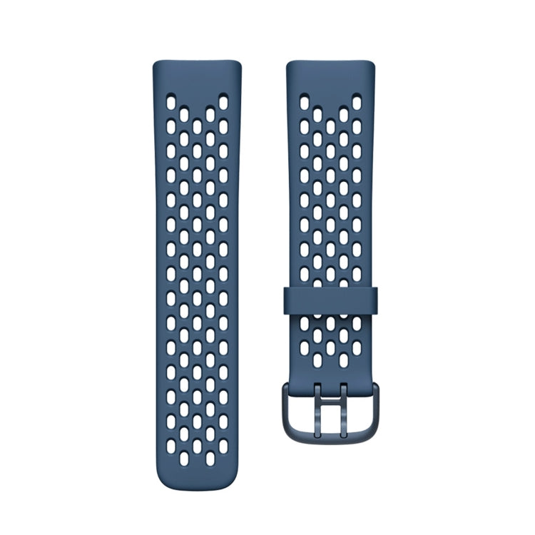 For Fitbit Charge 5 Silicone Hole Watch Band(Blue) - Watch Bands by buy2fix | Online Shopping UK | buy2fix