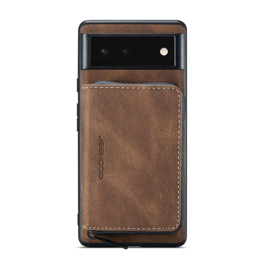 For Google Pixel 6 Pro JEEHOOD Magnetic Zipper Horizontal Flip Phone Leather Case(Brown) - Google Cases by JEEHOOD | Online Shopping UK | buy2fix