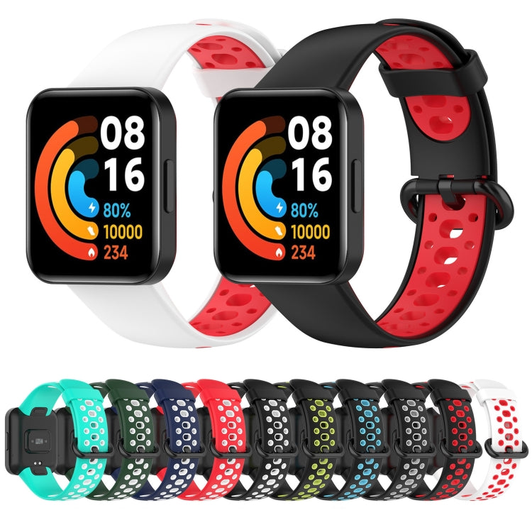 For Xiaomi Redmi Watch 2 Two-color Silicone Strap Watch Band(Blue White) - Watch Bands by buy2fix | Online Shopping UK | buy2fix