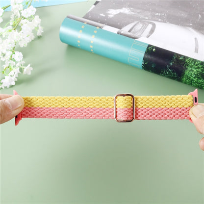 Adjustable Striped Woven Nylon Strap Watch Band For Apple Watch Ultra 49mm&Watch Ultra 2 49mm / Series 9&8&7 45mm / SE 3&SE 2&6&SE&5&4 44mm / 3&2&1 42mm(Pink Green) - Watch Bands by buy2fix | Online Shopping UK | buy2fix