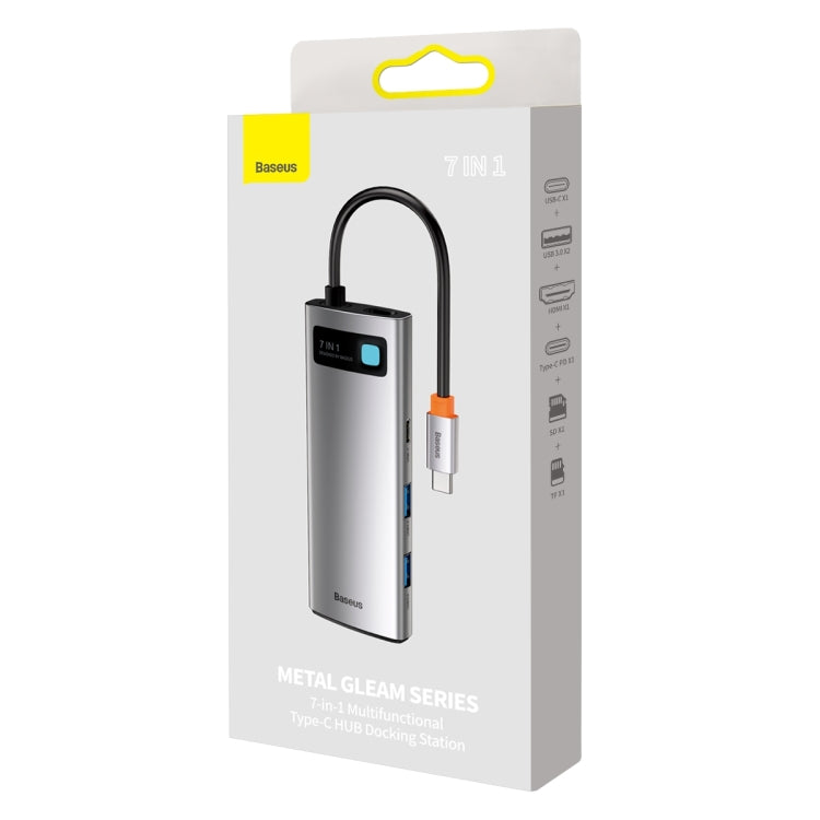 Baseus WKWG020113 Metal Gleam Series 7-in-1 Multifunctional Type-C HUB Docking Station(Grey) - USB HUB by Baseus | Online Shopping UK | buy2fix