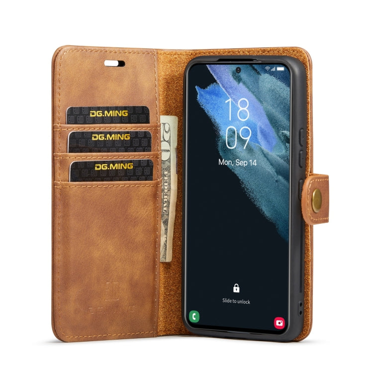 For Samsung Galaxy S22+ 5G DG.MING Crazy Horse Texture Detachable Magnetic Leather Phone Case(Brown) - Galaxy S22+ 5G Cases by DG.MING | Online Shopping UK | buy2fix