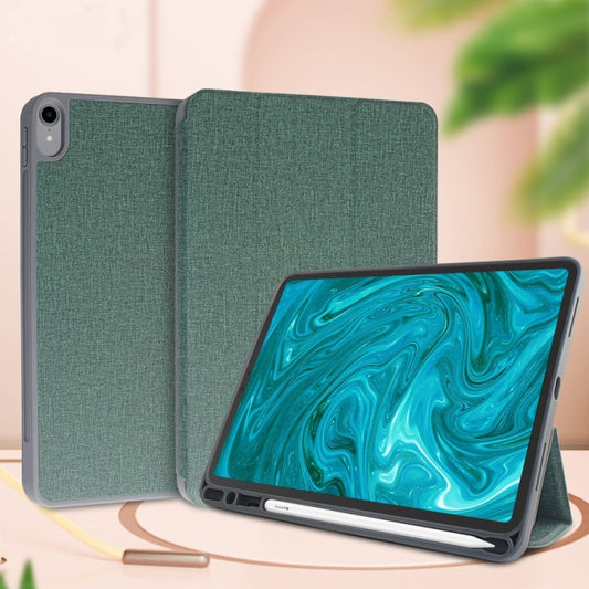 For iPad Mini 5 / 4 Mutural Exquisite Series Cloth Texture PU+TPU Leather Case with 3-Fold Holder & Pen Slot & Sleep & Wake-up Function(Green) - iPad mini (2019) / mini 5 Cases by Mutural | Online Shopping UK | buy2fix