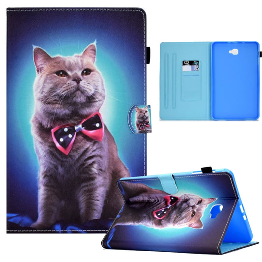 For Samsung Galaxy Tab A 10.1 2016 T580 Sewing Pen Slot Leather Tablet Case(Bow Tie Cat) - Tab A 10.1 by buy2fix | Online Shopping UK | buy2fix