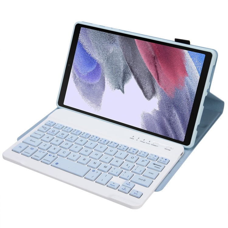 A220 Candy Color TPU Detachable Bluetooth Keyboard Leather Case with Bracket For Samsung Galaxy Tab A7 Lite 8.7 T220 / T225(White Ice Orchid) - Samsung Keyboard by buy2fix | Online Shopping UK | buy2fix