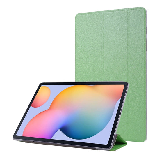 For Samsung Galaxy Tab S8 / Tab S7 Silk Texture Flip Leather Tablet Case(Green) - Galaxy Tab S8 Cases by buy2fix | Online Shopping UK | buy2fix