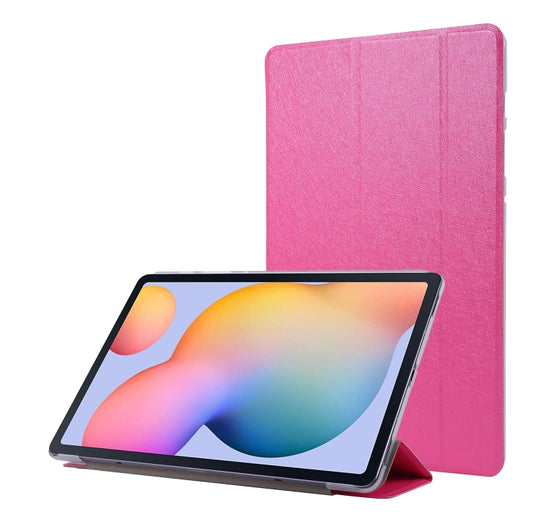 For Samsung Galaxy Tab S8 / Tab S7 Silk Texture Flip Leather Tablet Case(Rose Red) - Galaxy Tab S8 Cases by buy2fix | Online Shopping UK | buy2fix