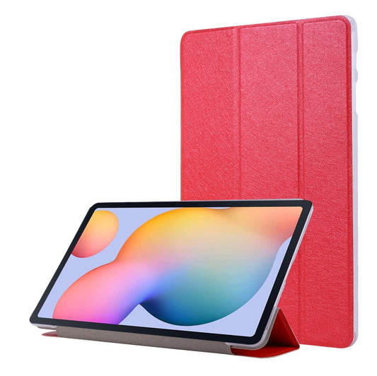 For Samsung Galaxy Tab S8+ / Tab S7+ Silk Texture Flip Leather Tablet Case(Red) - Galaxy Tab S8 Cases by buy2fix | Online Shopping UK | buy2fix