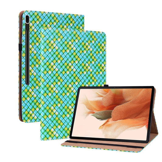 For Samsung Galaxy Tab S8 / Tab S7 Color Weave Texture Flip Leather Tablet Case with Holder(Green) - Galaxy Tab S8 Cases by buy2fix | Online Shopping UK | buy2fix