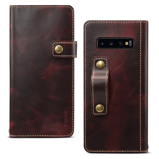 For Galaxy S10 Denior Oil Wax Cowhide DK Magnetic Button Horizontal Flip Leather Case with Holder & Card Slots & Wallet(Dark Blue) - Galaxy Phone Cases by Denior | Online Shopping UK | buy2fix