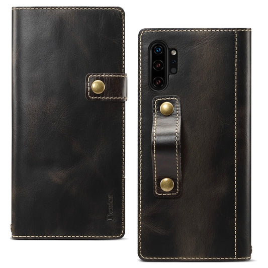 For Galaxy Note 10 Plus Denior Oil Wax Cowhide DK Magnetic Button Horizontal Flip Leather Case with Holder & Card Slots & Wallet(Black) - Galaxy Phone Cases by Denior | Online Shopping UK | buy2fix