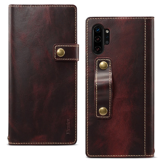 For Galaxy Note 10 Plus Denior Oil Wax Cowhide DK Magnetic Button Horizontal Flip Leather Case with Holder & Card Slots & Wallet(Dark Red) - Galaxy Phone Cases by Denior | Online Shopping UK | buy2fix