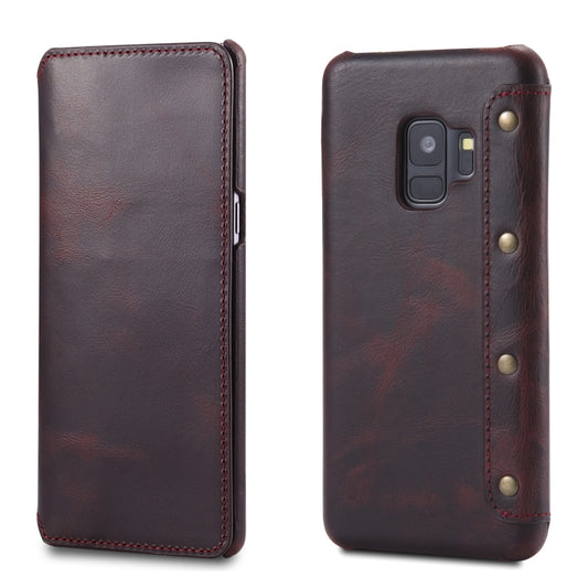 For Galaxy S9 Denior Oil Wax Cowhide Simple Horizontal Flip Leather Case with Card Slots & Wallet(Dark Red) - Galaxy Phone Cases by Denior | Online Shopping UK | buy2fix