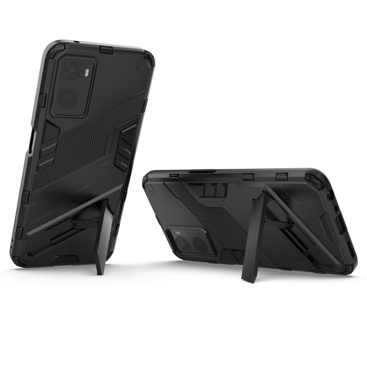 For OPPO A36 4G (China) / Realme 9i Punk Armor PC + TPU Phone Case with Holder(Black) - Realme Cases by buy2fix | Online Shopping UK | buy2fix