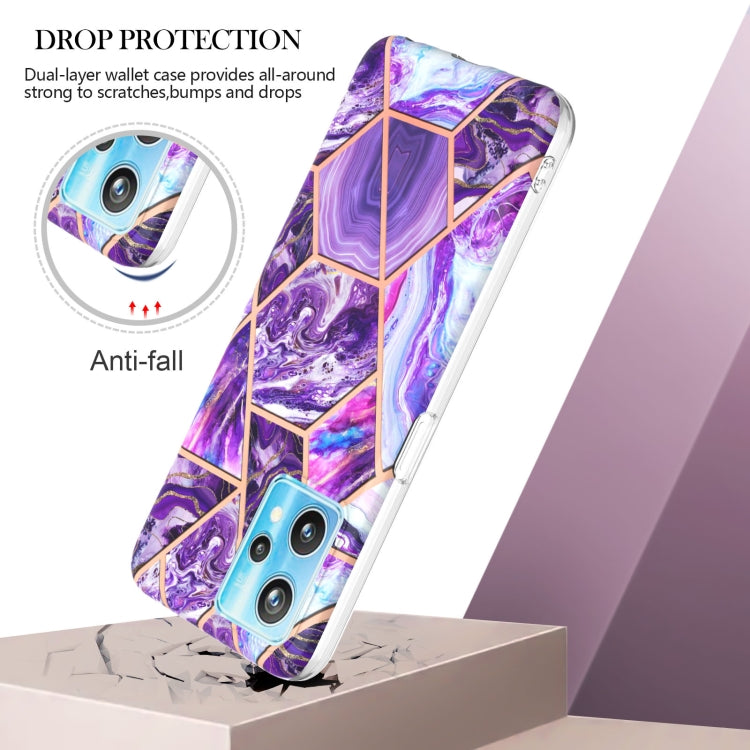 For OPPO Realme 9 Pro+ 5G Electroplating IMD Splicing Marble TPU Phone Case(Dark Purple) - Realme Cases by buy2fix | Online Shopping UK | buy2fix