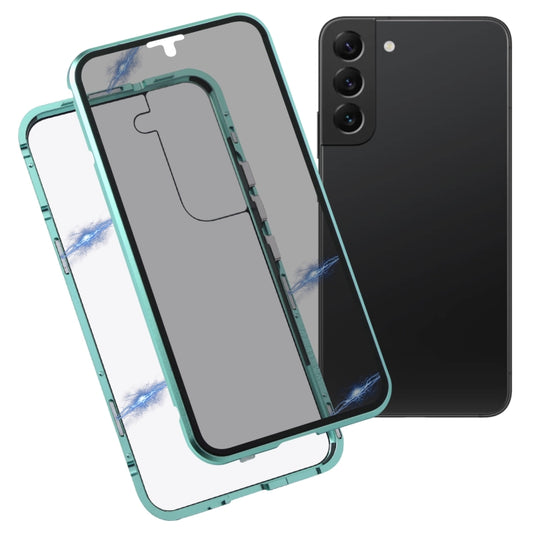 For Samsung Galaxy S22 5G Anti-peeping Magnetic Double-sided Tempered Glass Phone Case(Green) - Galaxy S22 5G Cases by buy2fix | Online Shopping UK | buy2fix