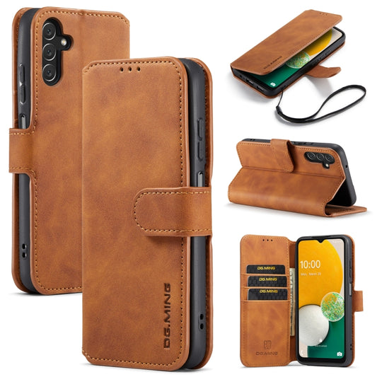 For Samsung Galaxy A13 5G DG.MING Retro Oil Edge Flip Leather Phone Case(Brown) - Galaxy Phone Cases by DG.MING | Online Shopping UK | buy2fix