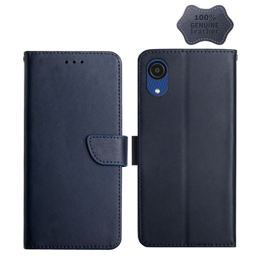 For Samsung Galaxy A03 Core Genuine Leather Fingerprint-proof Horizontal Flip Phone Case(Blue) - Galaxy Phone Cases by buy2fix | Online Shopping UK | buy2fix