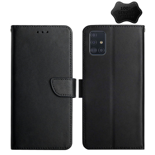 For Samsung Galaxy A51 5G Genuine Leather Fingerprint-proof Horizontal Flip Phone Case(Black) - Galaxy Phone Cases by buy2fix | Online Shopping UK | buy2fix