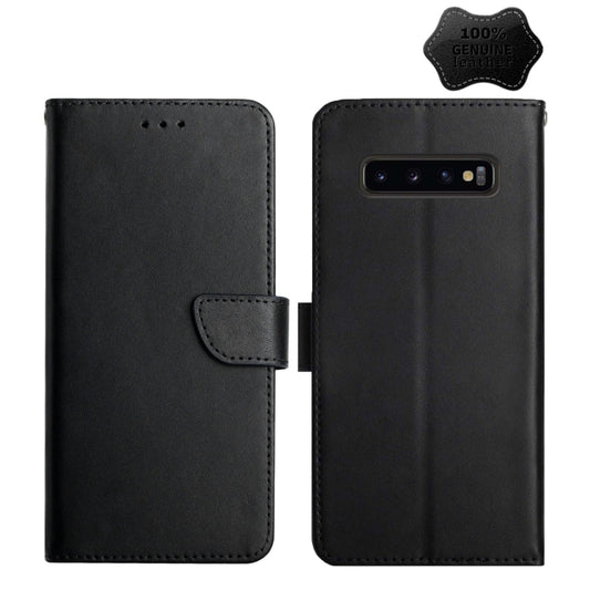 For Samsung Galaxy S10+ Genuine Leather Fingerprint-proof Horizontal Flip Phone Case(Black) - Galaxy Phone Cases by buy2fix | Online Shopping UK | buy2fix