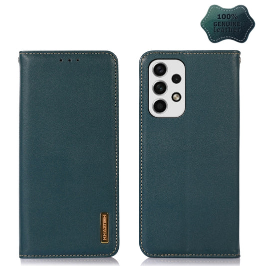 For Samsung Galaxy A23 4G KHAZNEH Nappa Top Layer Cowhide Leather Phone Case(Green) - Galaxy Phone Cases by buy2fix | Online Shopping UK | buy2fix