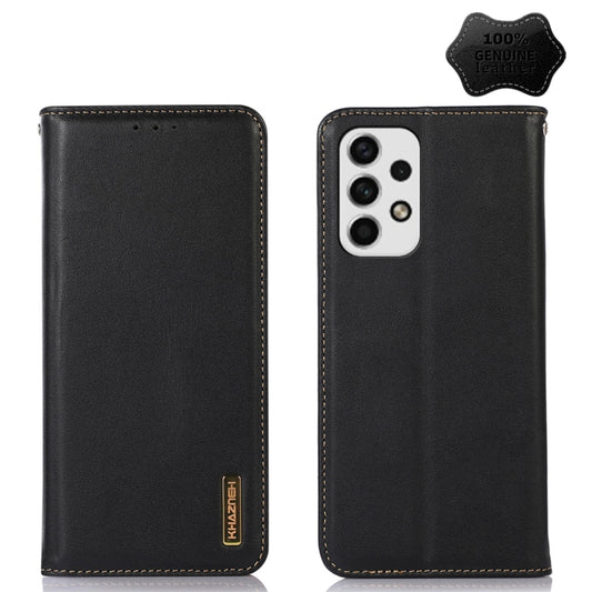 For Samsung Galaxy A23 4G KHAZNEH Nappa Top Layer Cowhide Leather Phone Case(Black) - Galaxy Phone Cases by buy2fix | Online Shopping UK | buy2fix