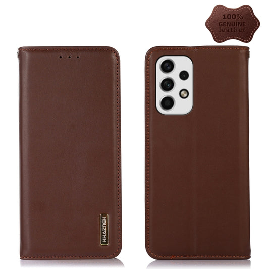 For Samsung Galaxy A33 5G KHAZNEH Nappa Top Layer Cowhide Leather Phone Case(Brown) - Galaxy Phone Cases by buy2fix | Online Shopping UK | buy2fix