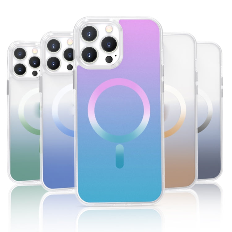 For iPhone 12 Gradient Magsafe Magnetic Phone Case(Pink Blue) - iPhone 12 / 12 Pro Cases by buy2fix | Online Shopping UK | buy2fix