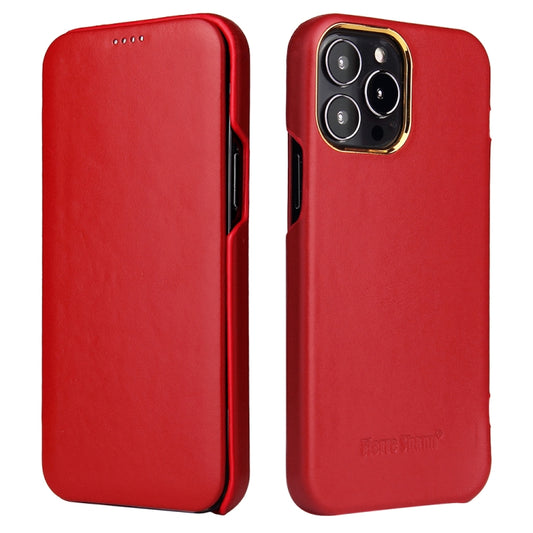 For iPhone 13 Fierre Shann Magnetic Genuine Leather Phone Case(Red) - iPhone 13 Cases by FIERRE SHANN | Online Shopping UK | buy2fix