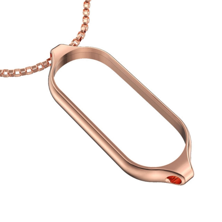 For Xiaomi Mi Band 5 / 6 MIJOBS Metal Pendant Stainless Steel Watch Necklace(Rose Gold) - Watch Bands by MIJOBS | Online Shopping UK | buy2fix