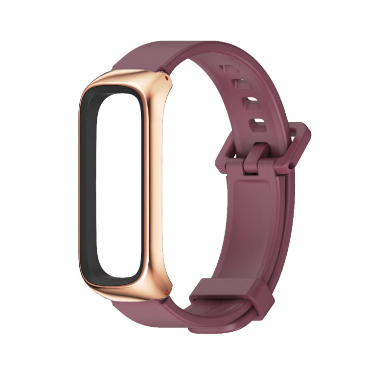 For Samsung Galaxy Fit 2 MIJOBS Metal Case Silicone Watch Band(Wine Red Rose Gold) - Watch Bands by MIJOBS | Online Shopping UK | buy2fix