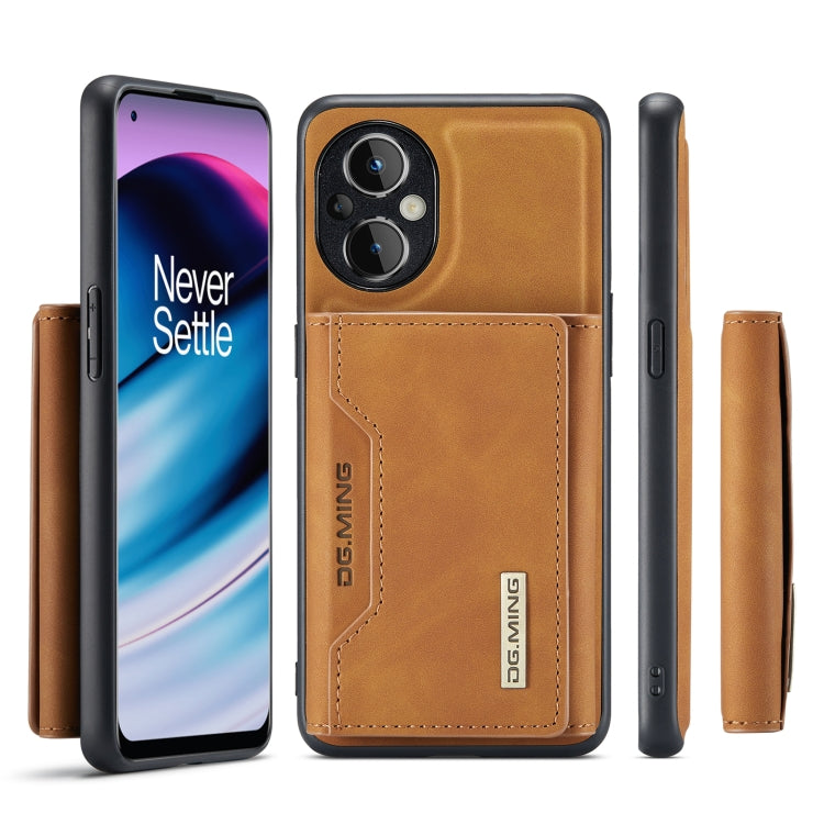 For OnePlus Nord N20 5G DG.MING M2 Series 3-Fold Multi Card Bag Phone Case(Brown) - OnePlus Cases by DG.MING | Online Shopping UK | buy2fix