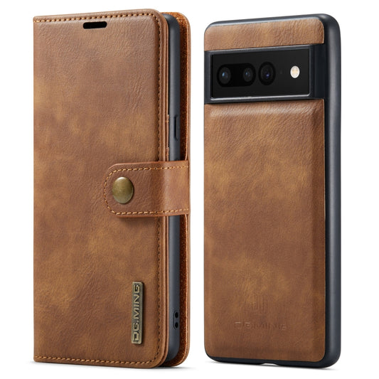 For Google Pixel 7 Pro DG.MING Crazy Horse Texture Detachable Magnetic Leather Phone Case(Brown) - Google Cases by DG.MING | Online Shopping UK | buy2fix