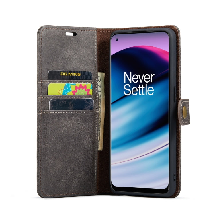 For OnePlus Nord N20 5G DG.MING Crazy Horse Texture Detachable Magnetic Leather Phone Case(Grey) - OnePlus Cases by DG.MING | Online Shopping UK | buy2fix