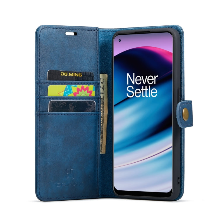 For OnePlus Nord N20 5G DG.MING Crazy Horse Texture Detachable Magnetic Leather Phone Case(Blue) - OnePlus Cases by DG.MING | Online Shopping UK | buy2fix