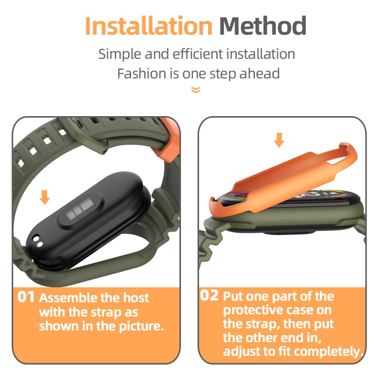 For Xiaomi Mi Band 5 / 6 / 7 MIJOBS GS Unibody Two-color Watch Band(Army Green Orange) - Watch Bands by MIJOBS | Online Shopping UK | buy2fix