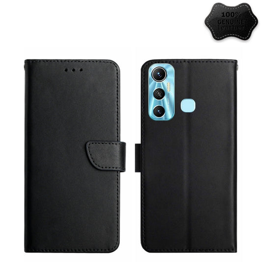 For Infinix Hot 11 Genuine Leather Fingerprint-proof Horizontal Flip Phone Case(Black) - Infinix Cases by buy2fix | Online Shopping UK | buy2fix