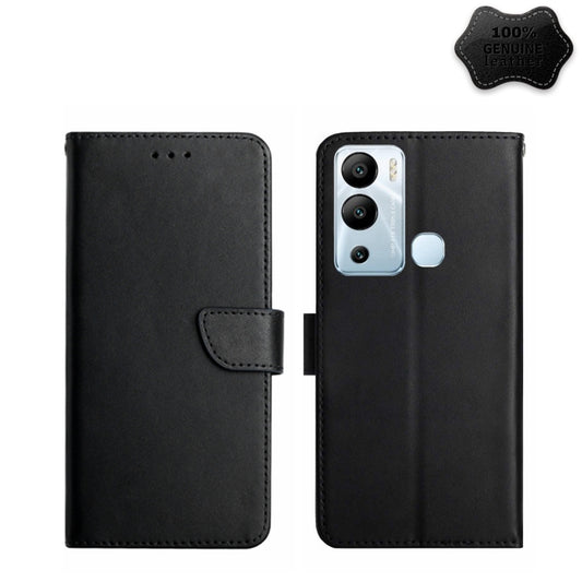 For Infinix Hot 12i Genuine Leather Fingerprint-proof Horizontal Flip Phone Case(Black) - Infinix Cases by buy2fix | Online Shopping UK | buy2fix