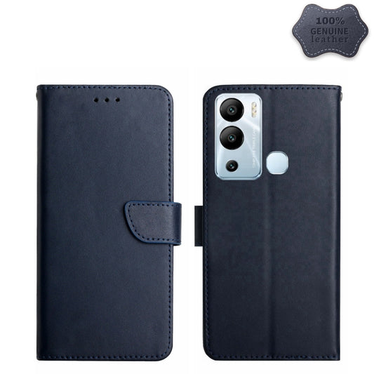 For Infinix Hot 12i Genuine Leather Fingerprint-proof Horizontal Flip Phone Case(Blue) - Infinix Cases by buy2fix | Online Shopping UK | buy2fix