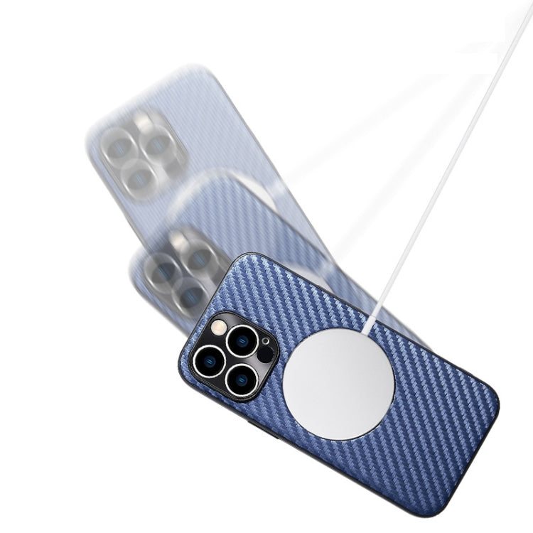 For iPhone 11 Pro Max Carbon Fiber Texture MagSafe Magnetic Phone Case(Silver Grey) - iPhone 11 Pro Max Cases by buy2fix | Online Shopping UK | buy2fix