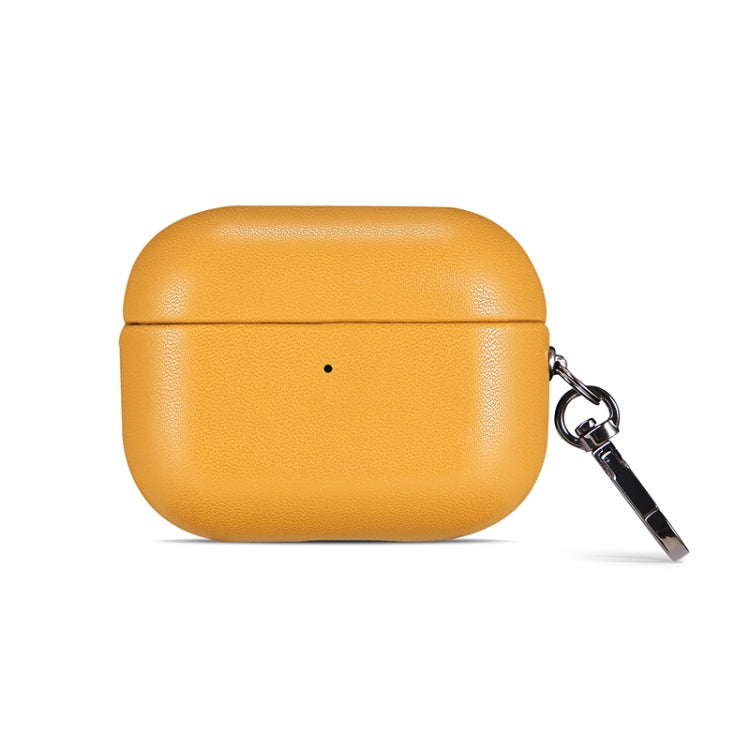 For Apple AirPods Pro PU Leather Wireless Bluetooth Earphone Protective Case(Yellow) - For AirPods Pro by buy2fix | Online Shopping UK | buy2fix